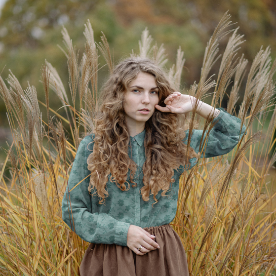 COTTON VOILE EMBROIDERY FLOWERS OLD GREEN #7