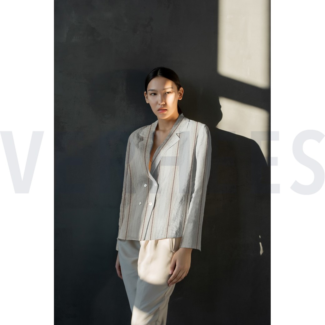 LINEN VISCOSE STRIPE NAVY #7