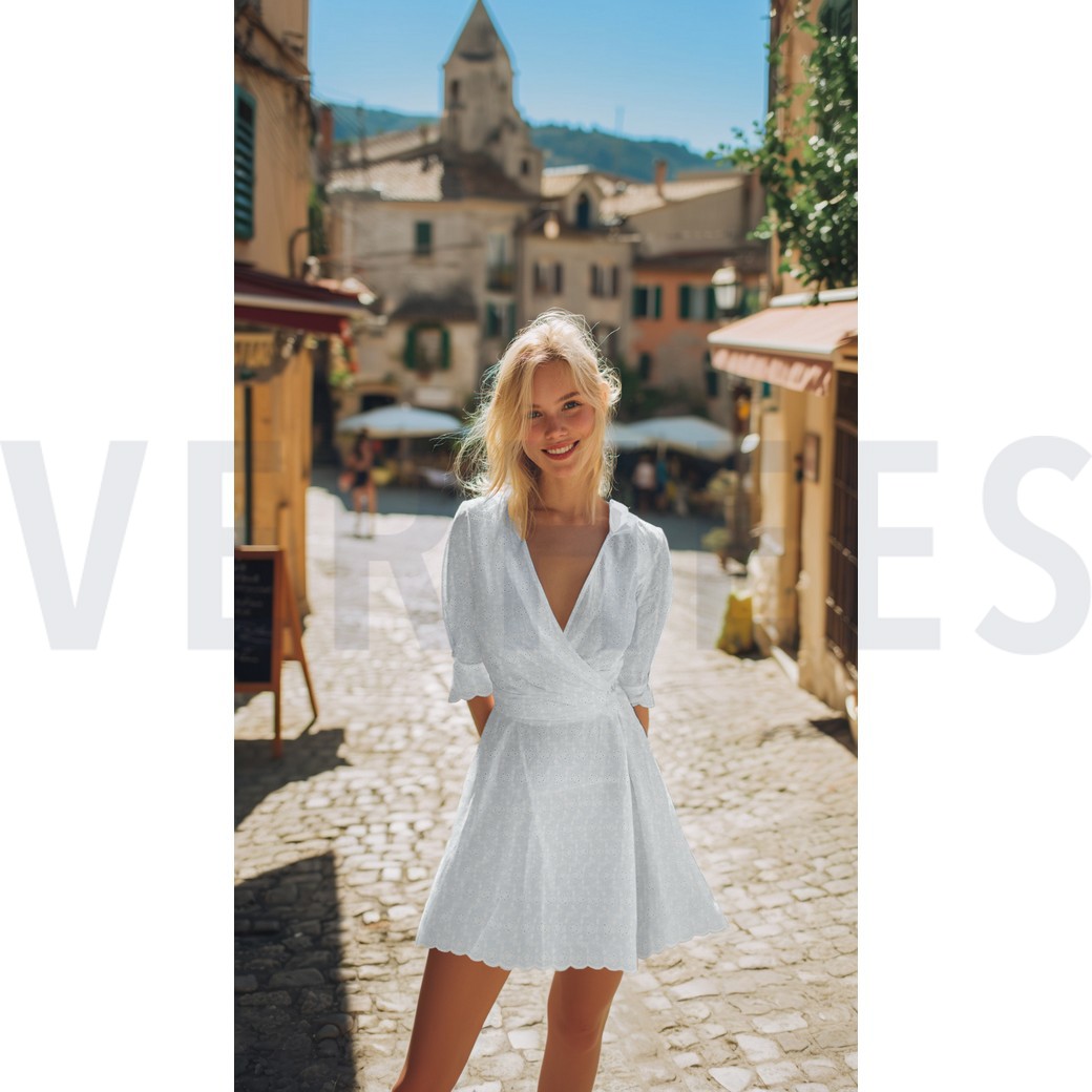 COTTON EMBROIDERY TWO-SIDE SCALLOP WHITE #7