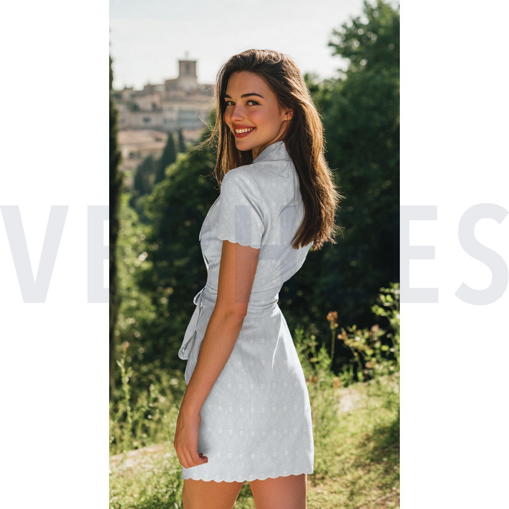 COTTON EMBROIDERY TWO-SIDE SCALLOP WHITE #7