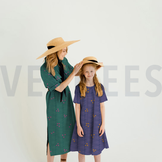 KATOENEN POPLIN GEBROKEN STREPEN GROEN #7