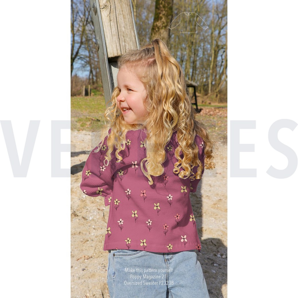 WAFFLE JERSEY FLOWERS BORDEAUX #7