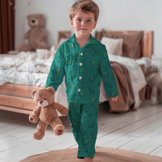 FLANELL DINOSAURIER JEANSBLAU #7