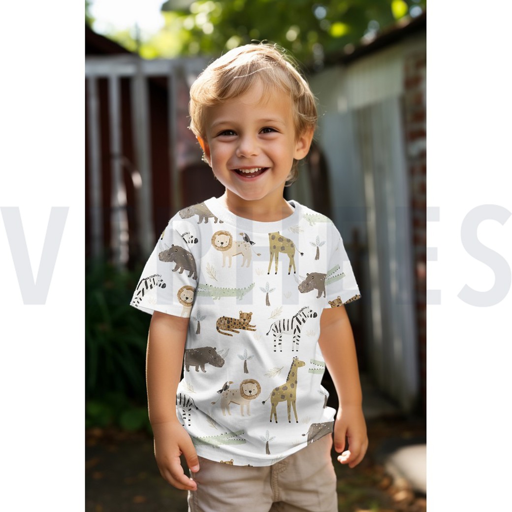 JERSEY DIGITAL SAFARI ANIMALS WHITE #7