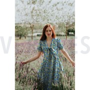 LINEN VISCOSE CRÊPE DIGITAL FLOWERS COBALT (thumbnail) #7