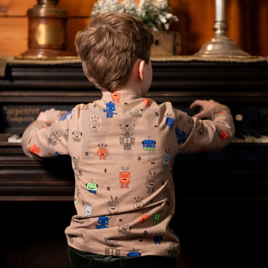 JERSEY MELANGE NEON ROBOTS DARK MINT #7