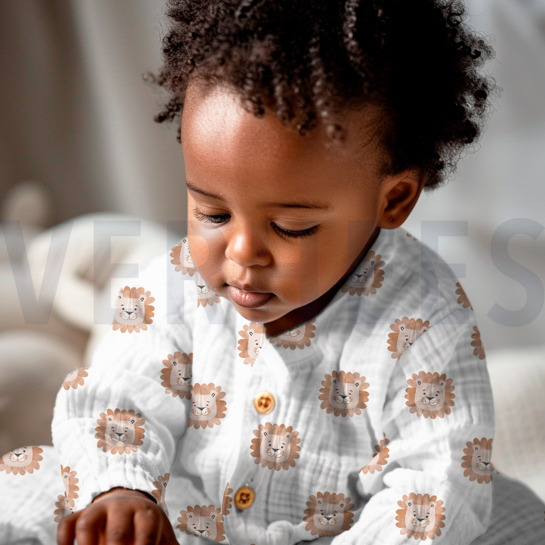 MUSSELIN DIGITAL LÖWEN WEISS #7