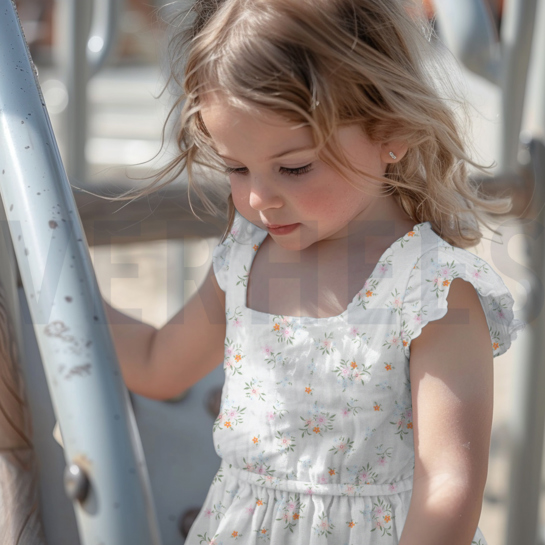 DOUBLE GAUZE GOTS FLOWERS WHITE #7