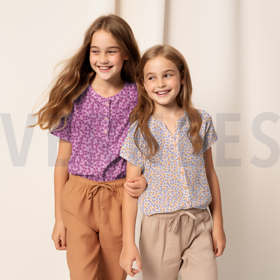 POPLIN GOTS FLOWERS PEACH #7