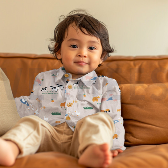 BAUMWOLLE POPELINE BAUERNHOFTIERE BLAU #7