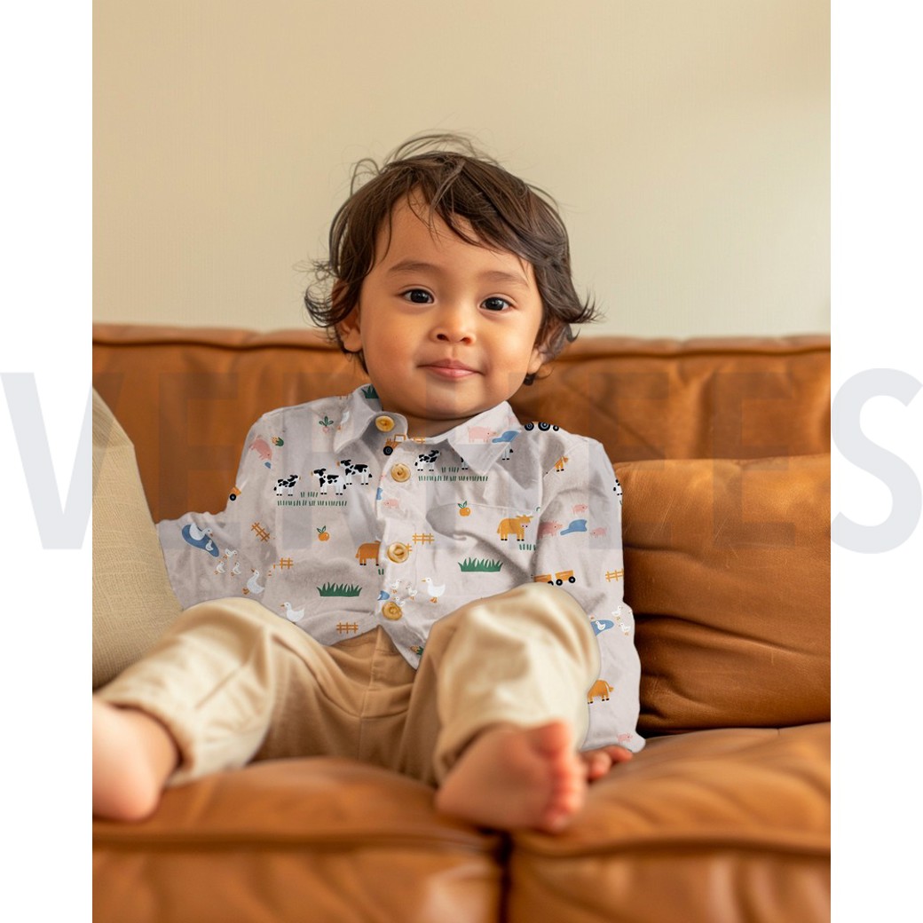 FINE POPLIN FARM ANIMALS BLUE #7