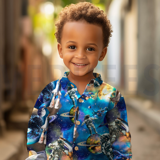 BAUMWOLLE POPELINE DIGITAL WELTRAUM MARINEBLAU #7