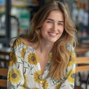 FINE POPLIN DIGITAL SUNFLOWERS WHITE (thumbnail) #7