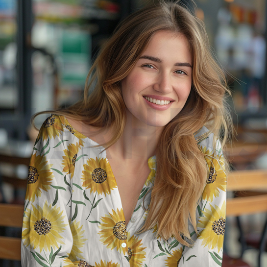 BAUMWOLLE POPELINE DIGITAL SONNENBLUMEN SCHWARZ #7