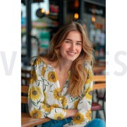 FINE POPLIN DIGITAL SUNFLOWERS WHITE (thumbnail) #7