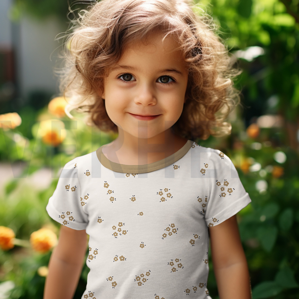 RIB JERSEY GOTS NATURAL FLOWERS NATURAL #7
