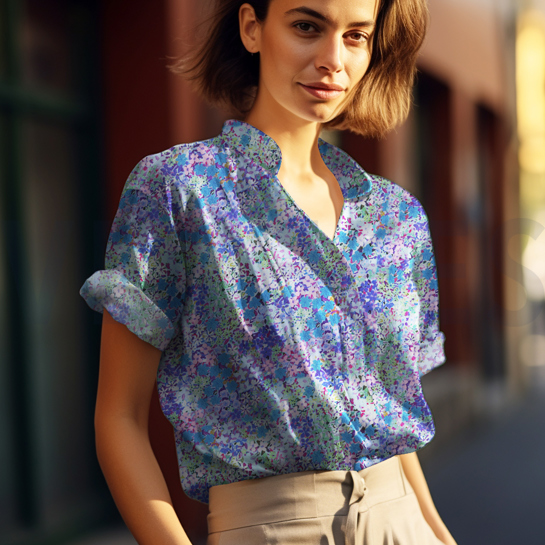 LENZING™ ECOVERO™ DIGITAL FLEURS BLEU #7