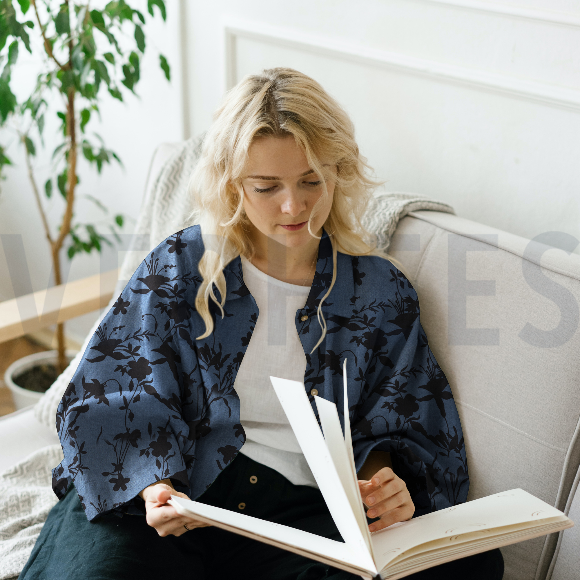 VISCOSE RADIANCE FLOWERS NAVY (high resolution) #7