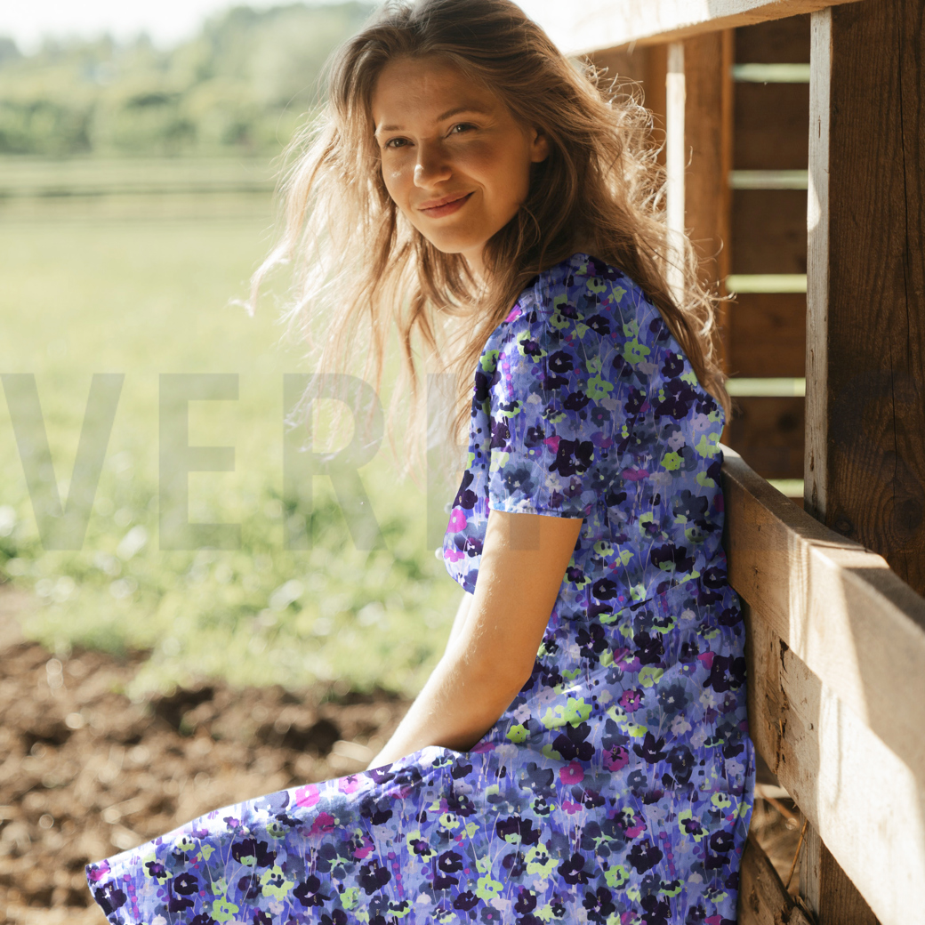 VISCOSE LUREX DIGITAL FLOWERS COBALT #7