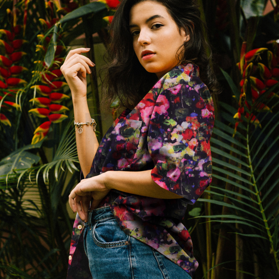 VISKOSE LUREX DIGITAL ABSTRACT MARINEBLAU #7