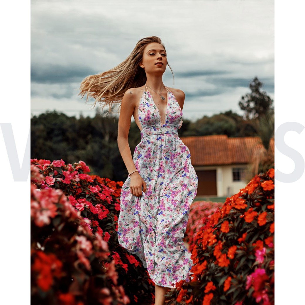 VISCOSE LUREX DIGITAL FLOWERS WHITE #7