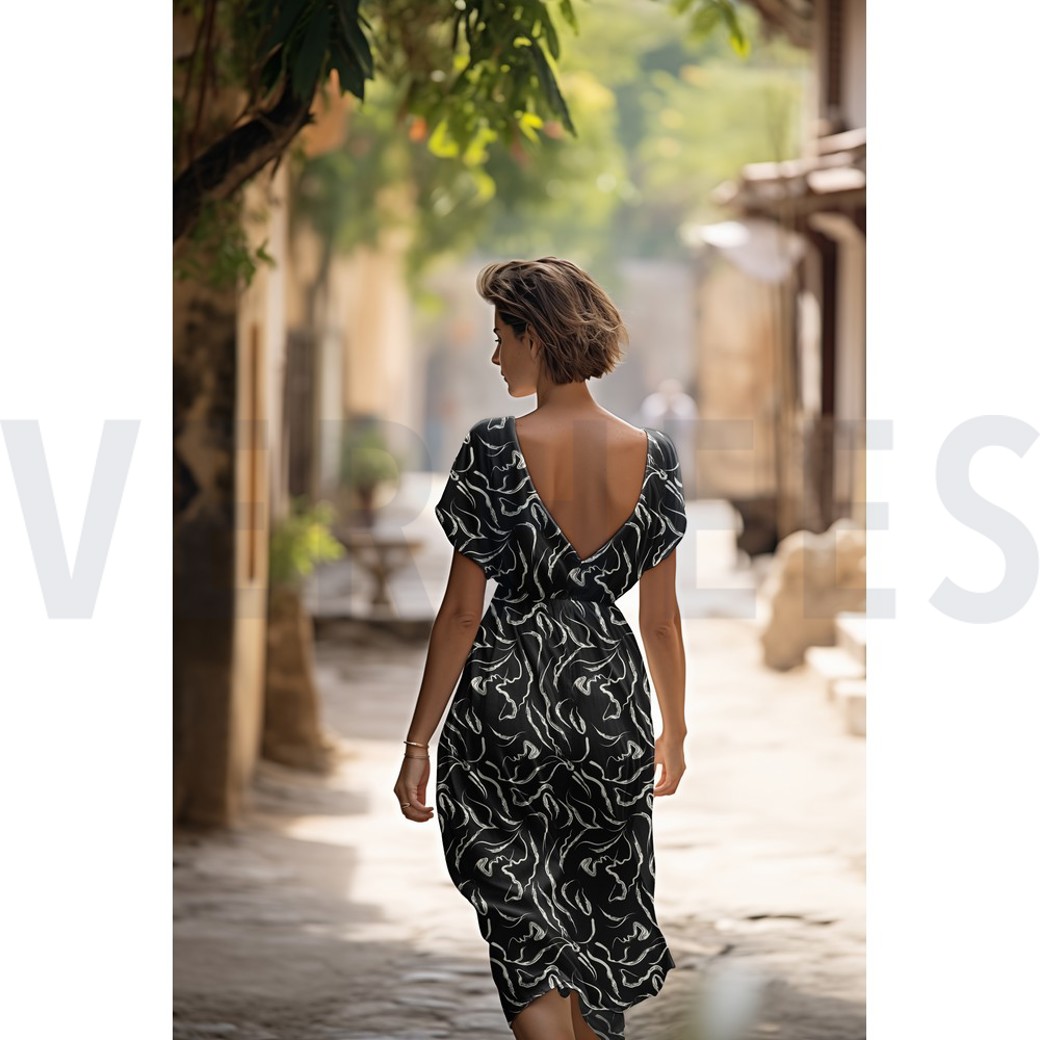 ROSELLA STRETCH ABSTRACT BLACK #7