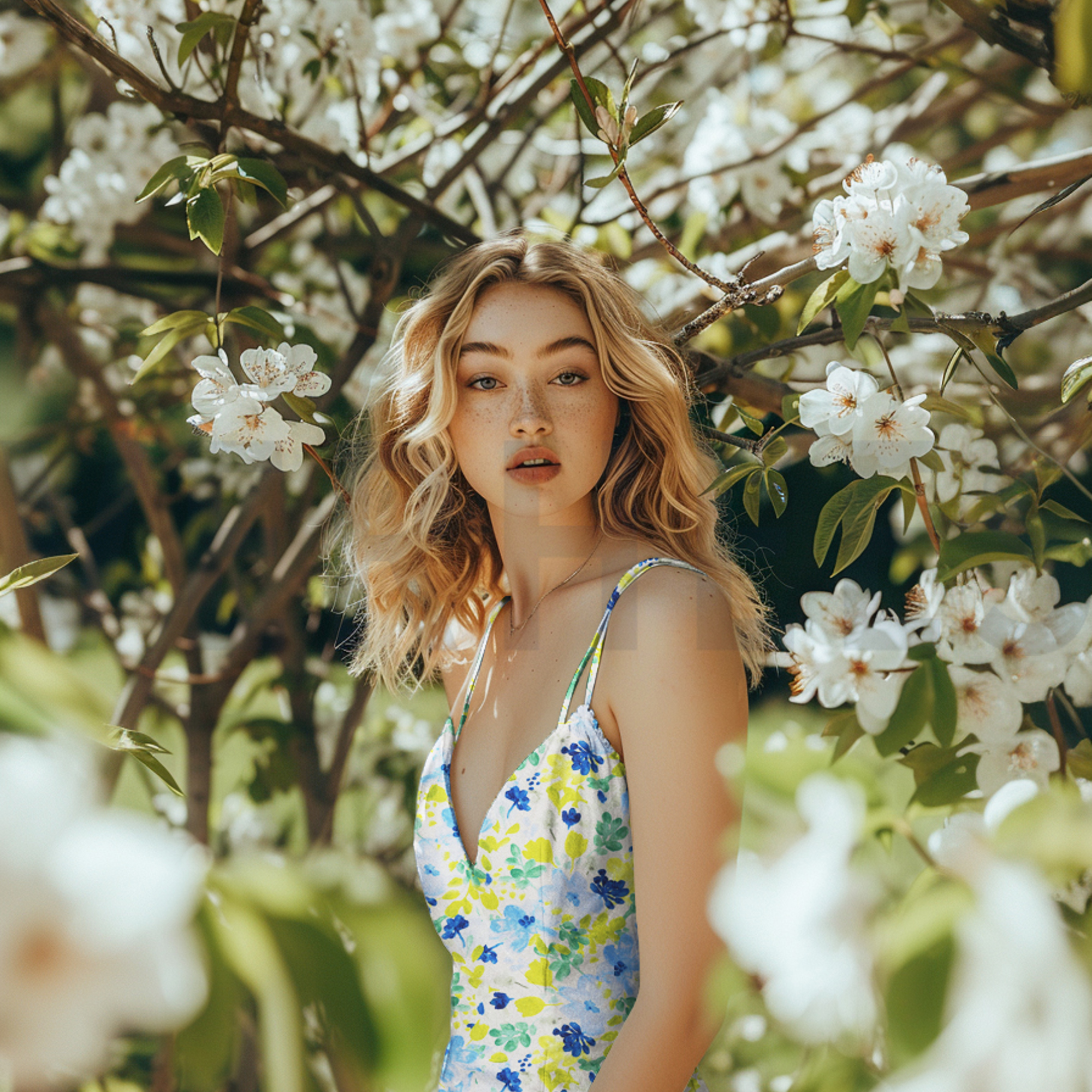 VISCOSE STRETCH DIGITAL FLOWERS OFF-WHITE (high resolution) #7