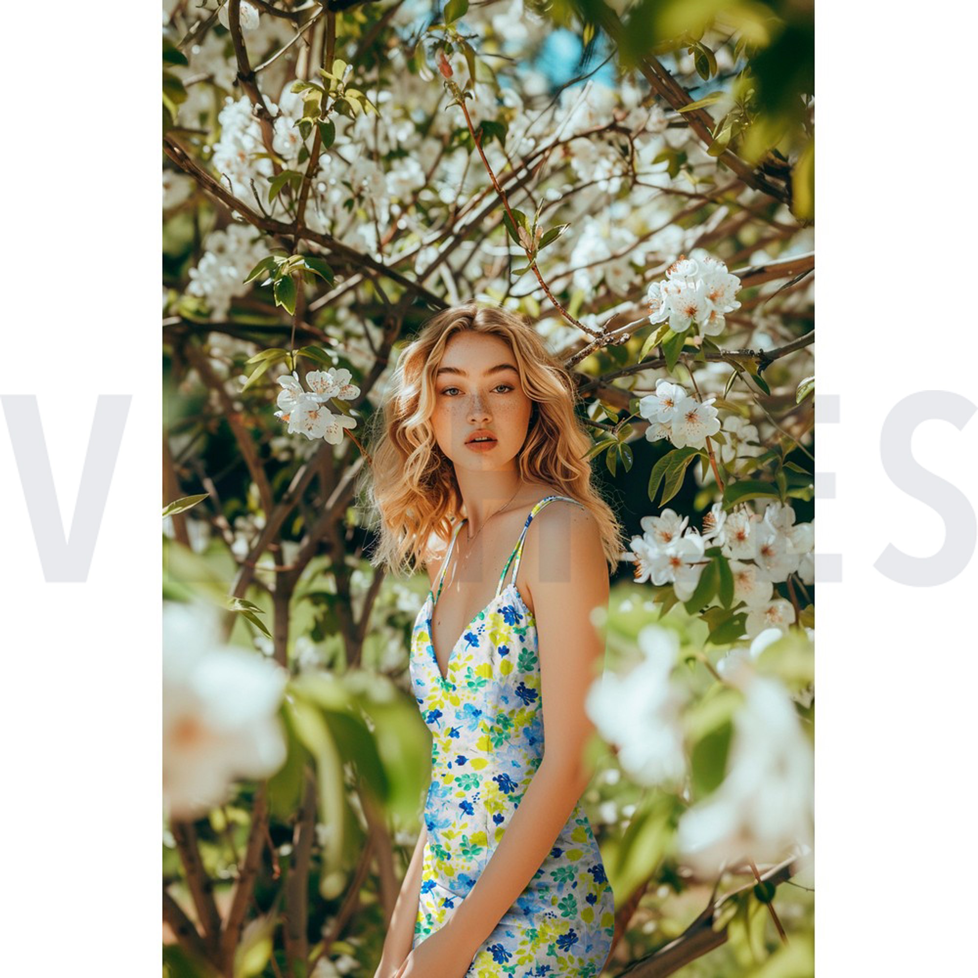 VISCOSE STRETCH DIGITAL FLOWERS OFF-WHITE (high resolution) #7