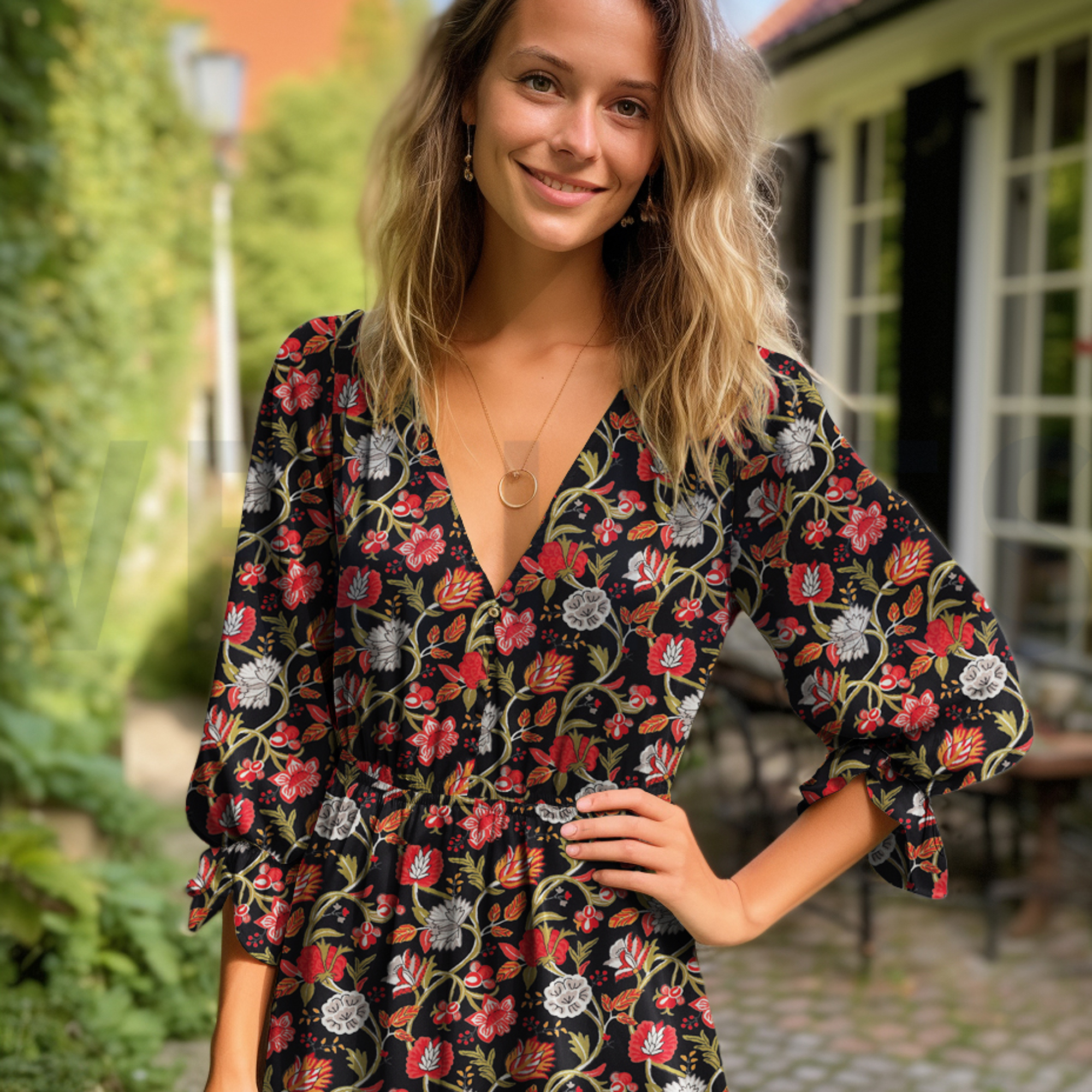 VISCOSE STRETCH DIGITAL FLOWERS BLACK (high resolution) #7