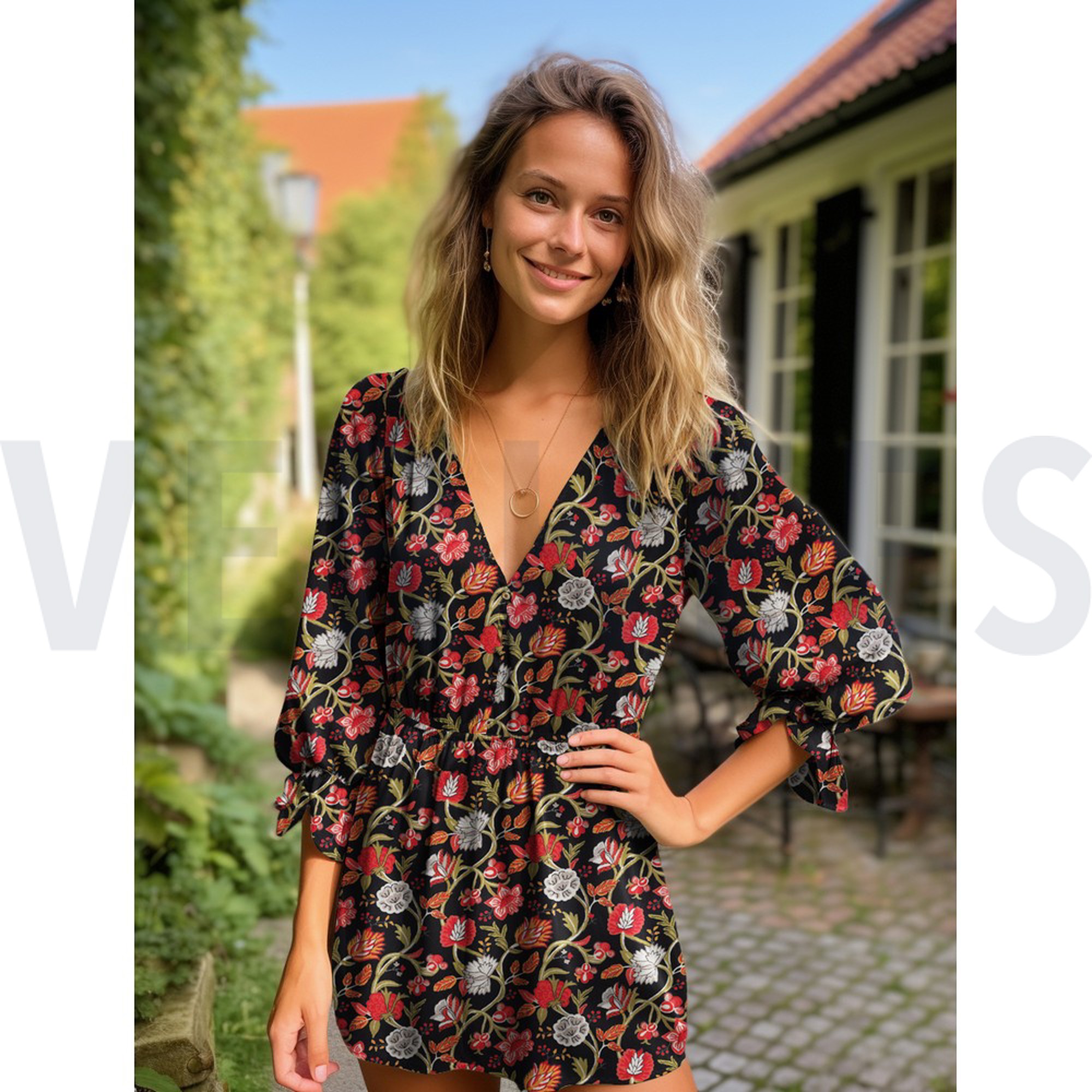 VISCOSE STRETCH DIGITAL FLOWERS BLACK (high resolution) #7
