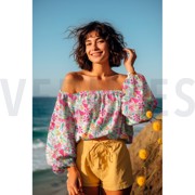 COTTON VOILE DIGITAL FLOWERS PINK (thumbnail) #7