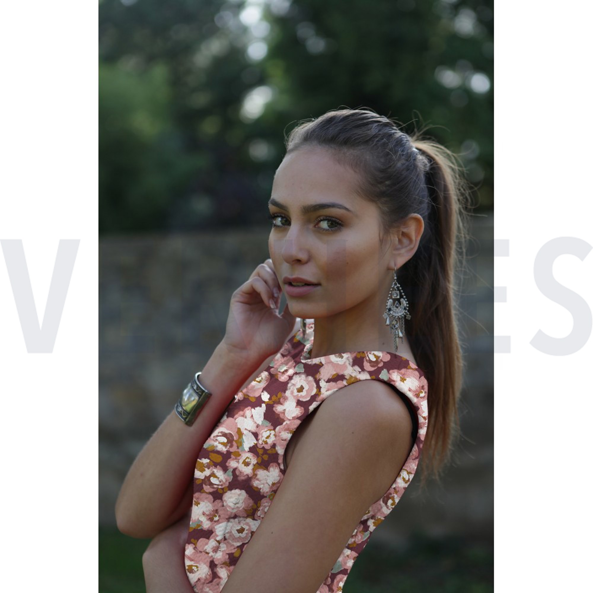 VISCOSE POPLIN STRETCH DIGITAL FLOWERS BORDEAUX (high resolution) #7