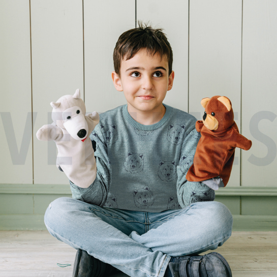 SWEAT MELANGE BÄREN RAUCHBLAU MELIERT #7