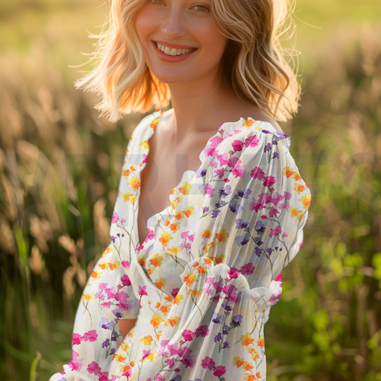 VISCOSE RADIANCE DIGITAAL BLOEMEN LICHTGEEL #7