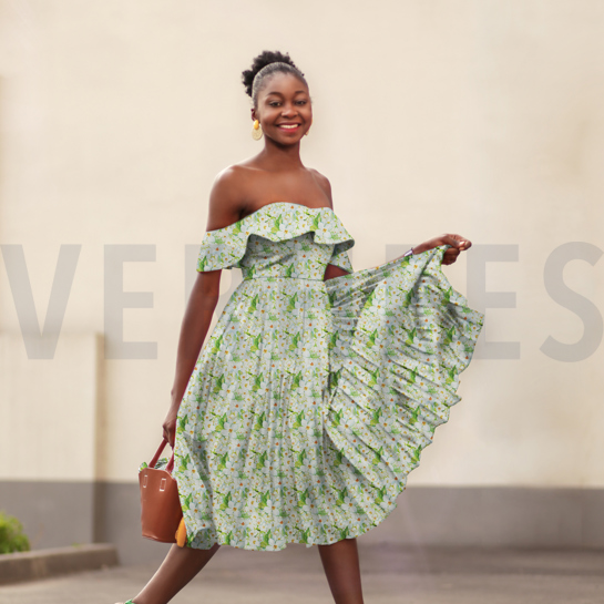 VISKOSE RADIANCE DIGITAL BLUMEN GRÜN #7