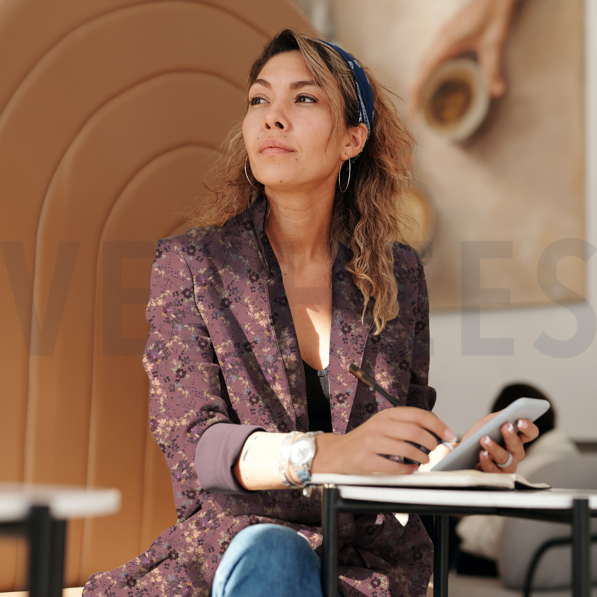 VISCOSE ROSELLA STRETCH DIGITAL FLOWERS ROSEWOOD (high resolution) #7