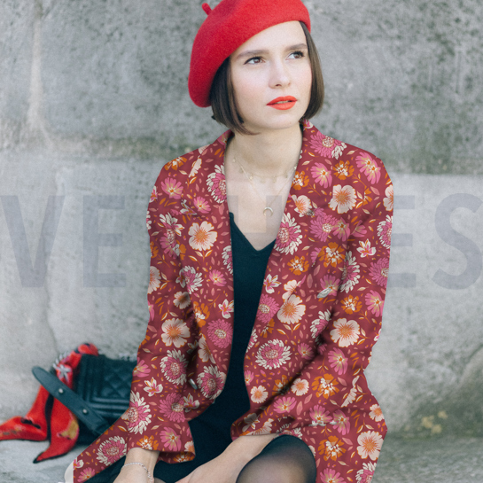 LINEN VISCOSE WASHED FLOWERS SEAWEED #7