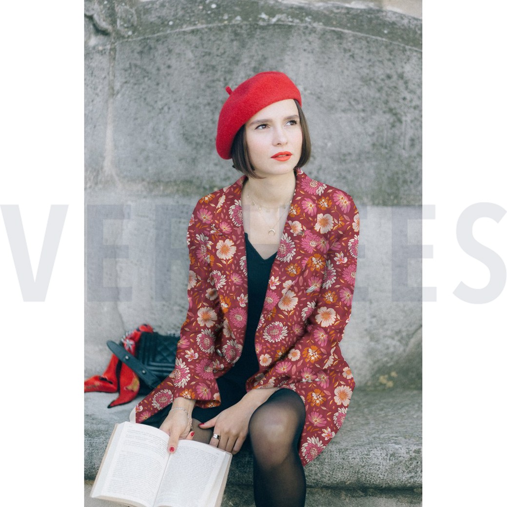 LINEN VISCOSE WASHED FLOWERS SEAWEED #7