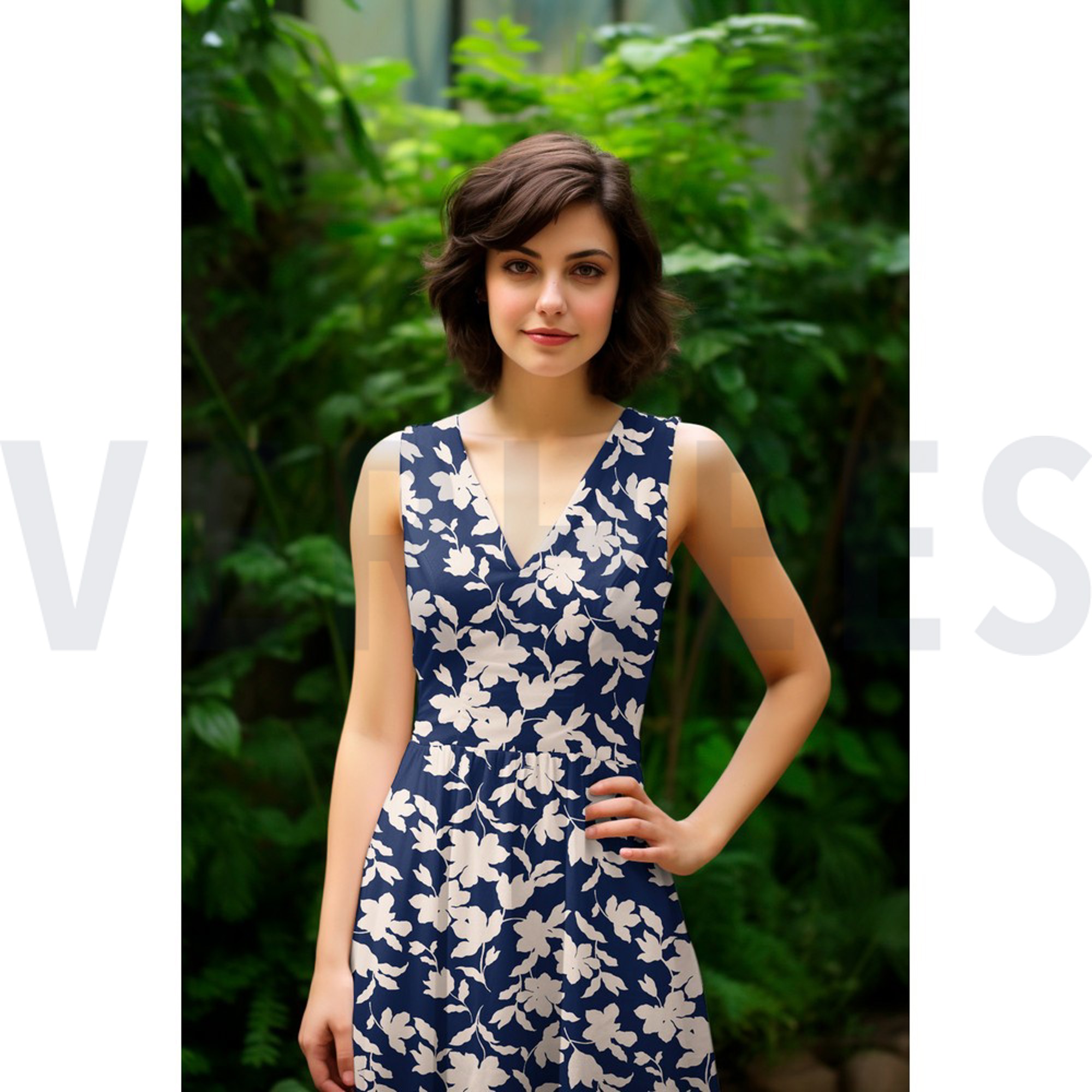 MAGNOLIA STRETCH FLOWERS NAVY (high resolution) #7
