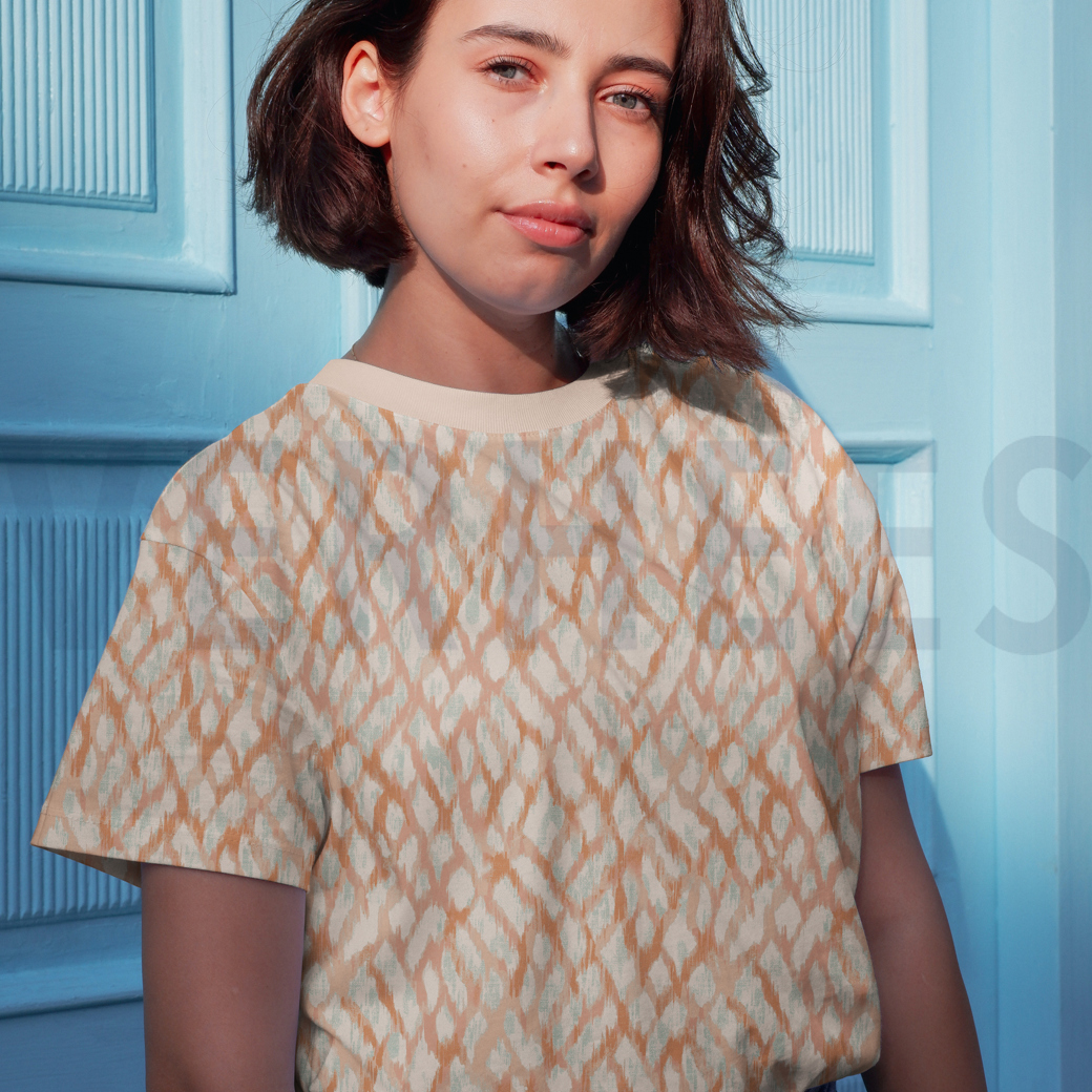 LINEN JERSEY DIGITAL ANIMAL SKIN MINT #7