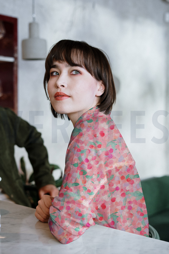 VISCOSE SATIN DIGITAL ABSTRACT PINK #7