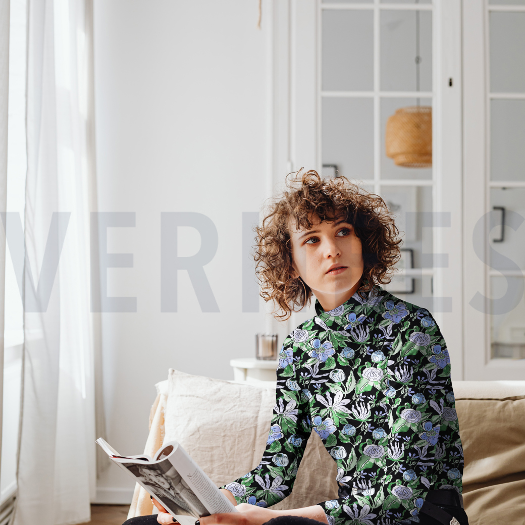 VISCOSE JERSEY DIGITAL FLOWERS BLACK #7