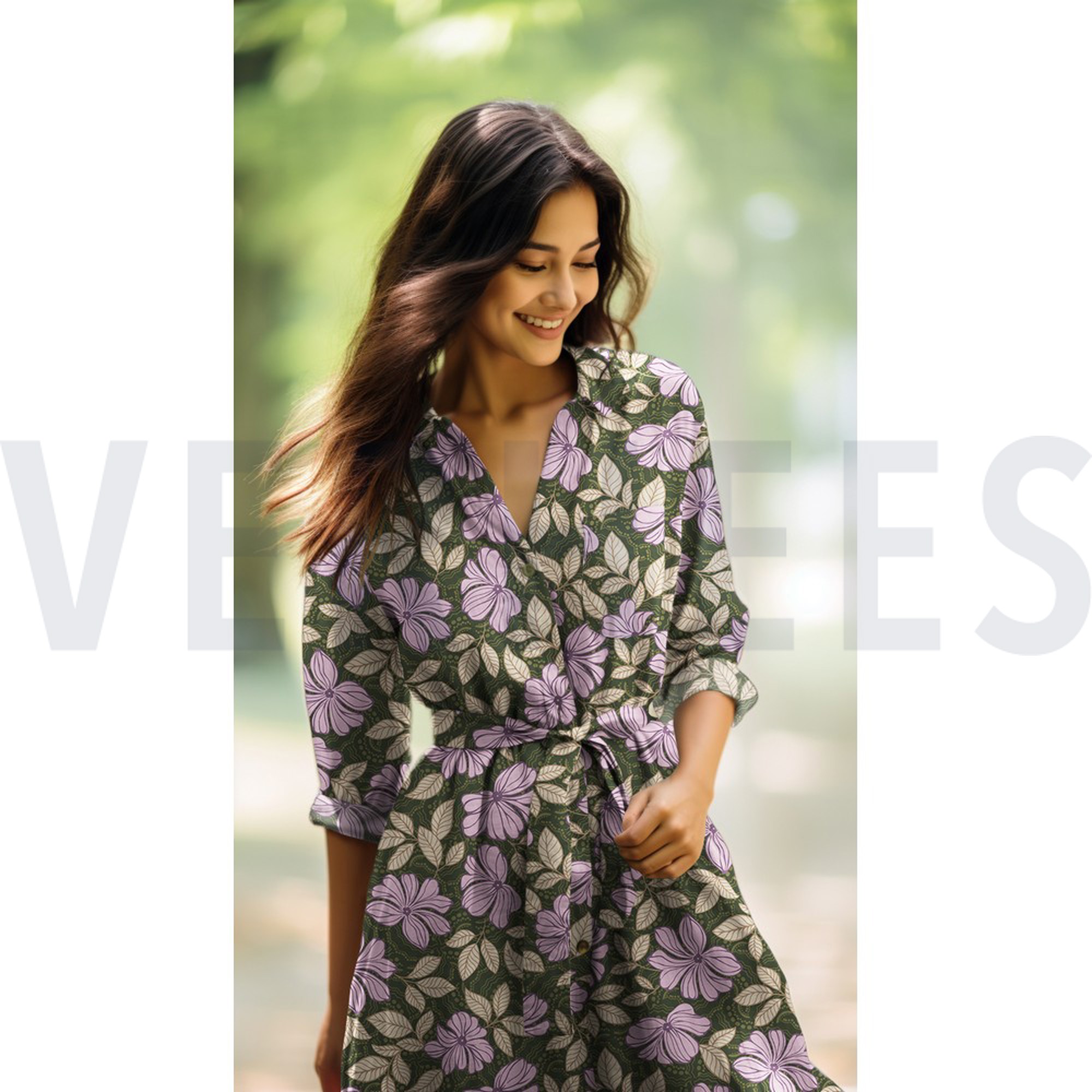 COTTON SATIN FLOWERS DARK GREEN (high resolution) #7