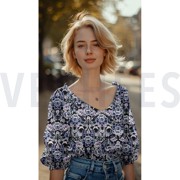 COTTON SATIN DIGITAL FLOWERS BLACK (thumbnail) #7