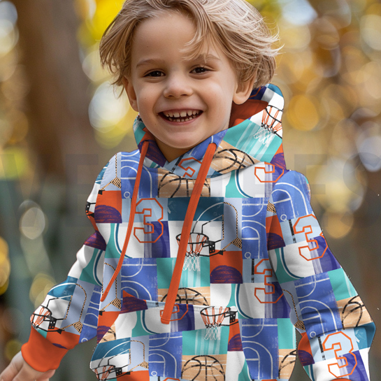 FRENCH TERRY DIGITAL BASKETBALLS BLUE #7