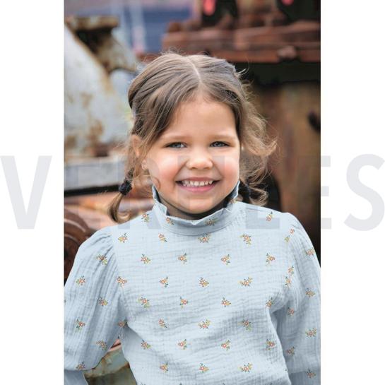 DOUBLE GAUZE FLOWERS LIGHT BLUE #7