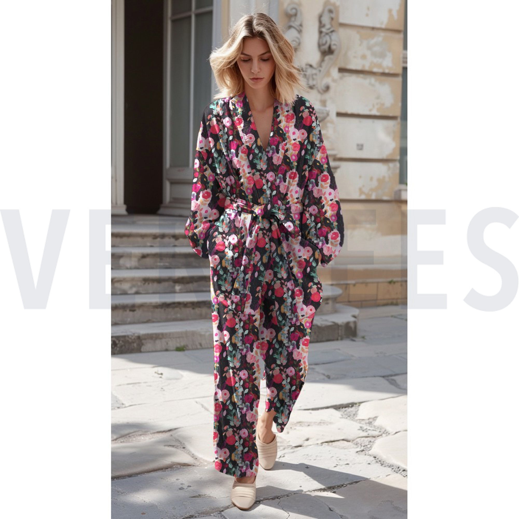 VISCOSE SATIN DIGITAL FLOWERS BLACK (high resolution) #7