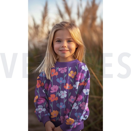 FRENCH TERRY FLOWERS DARK GREEN #7