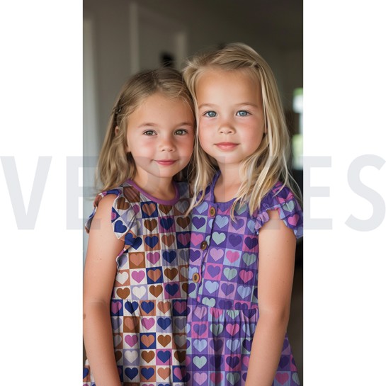 FINE POPLIN HEARTS PURPLE #7