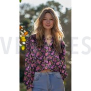 BABYCORD DIGITAL FLOWERS NAVY (thumbnail) #7